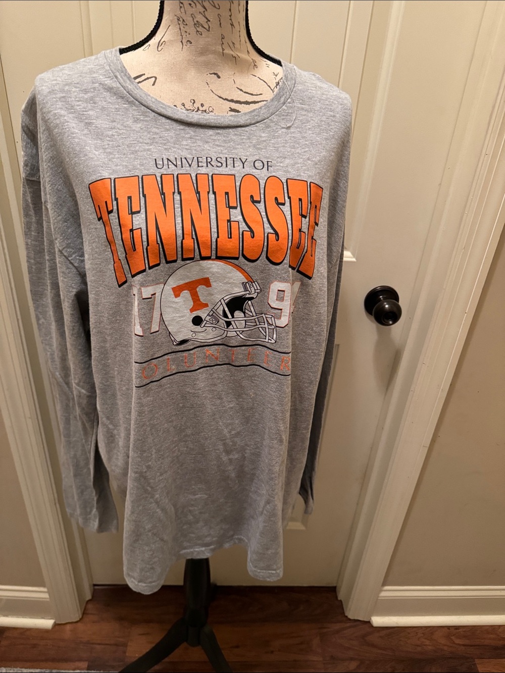 Gildan Gray Long Sleeve University of Tennessee Tee with Orange Print